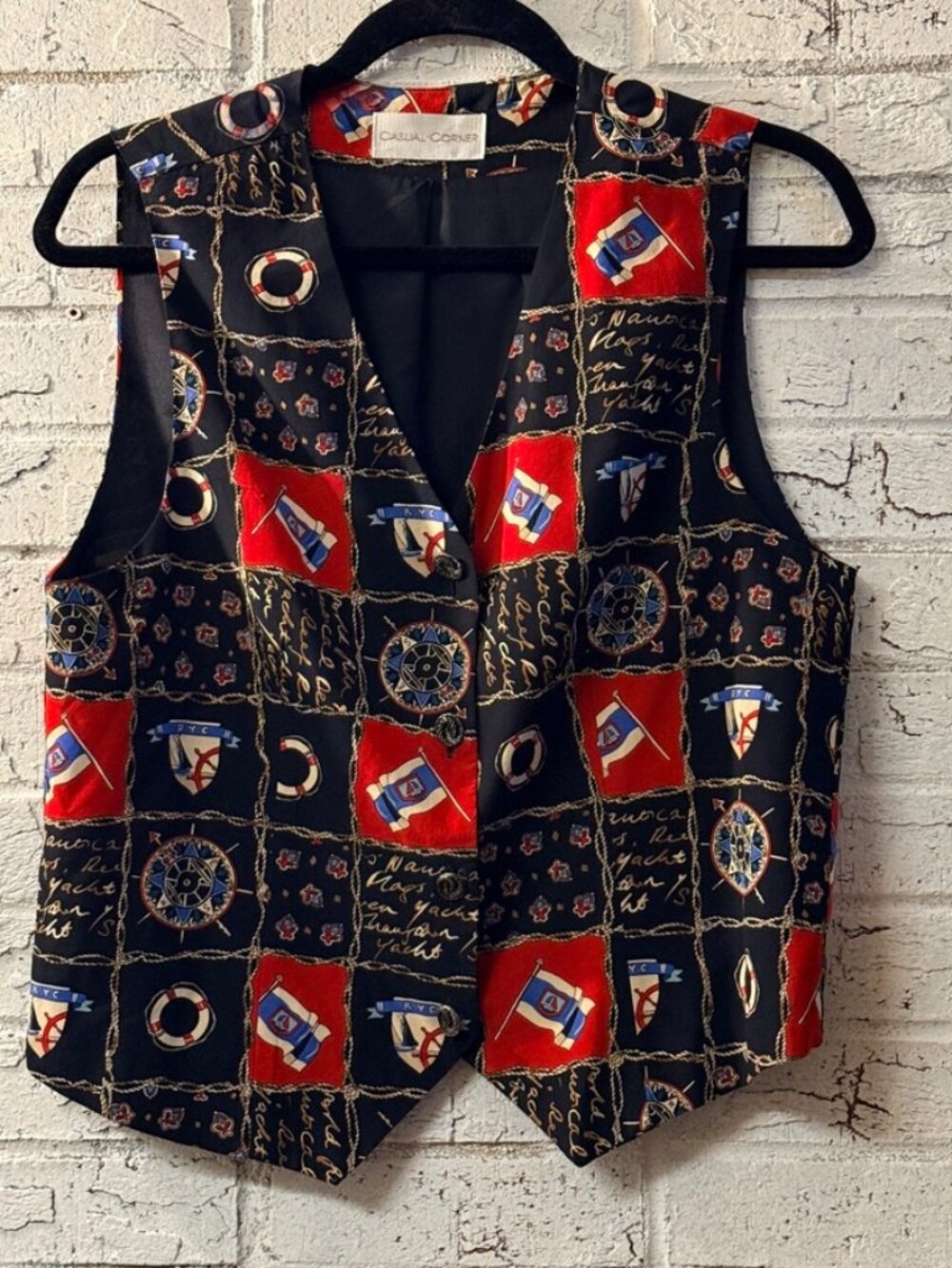 Vintage Casual Corner Nautical Vest Womens Sailboat Yacht Club Coastal Preppy